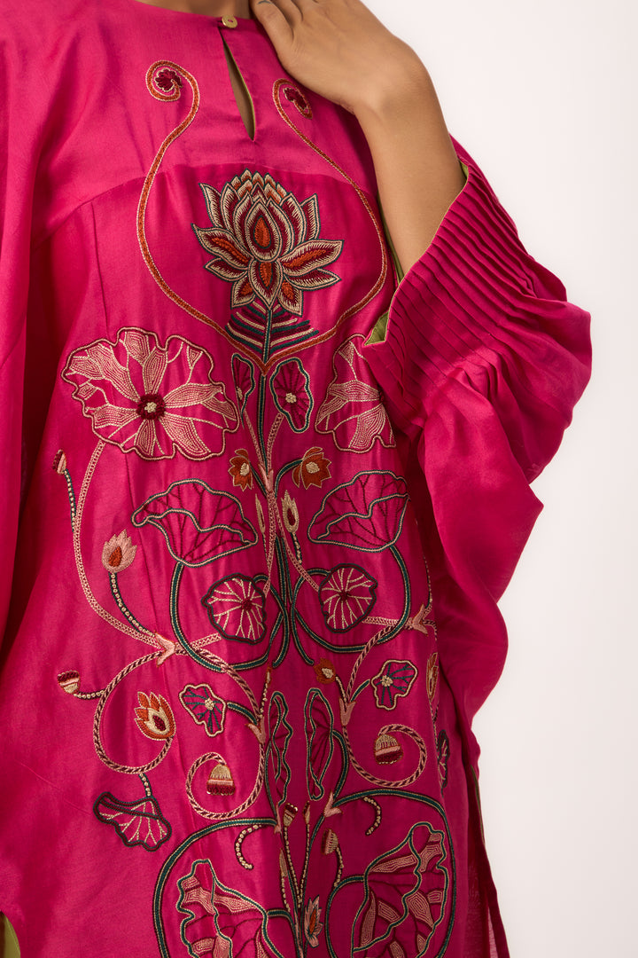 LOTUS JAAL KURTA SET HOT PINK