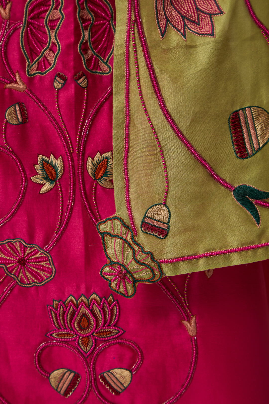 Lotus Bloom Jaal Kurta Set With Dupatta Hot Pink