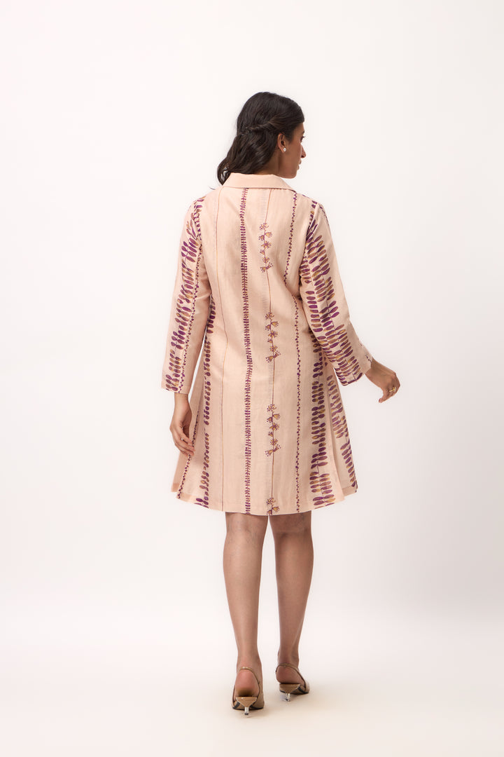 Watercolour Shami Stripe Print Dress Baby Pink