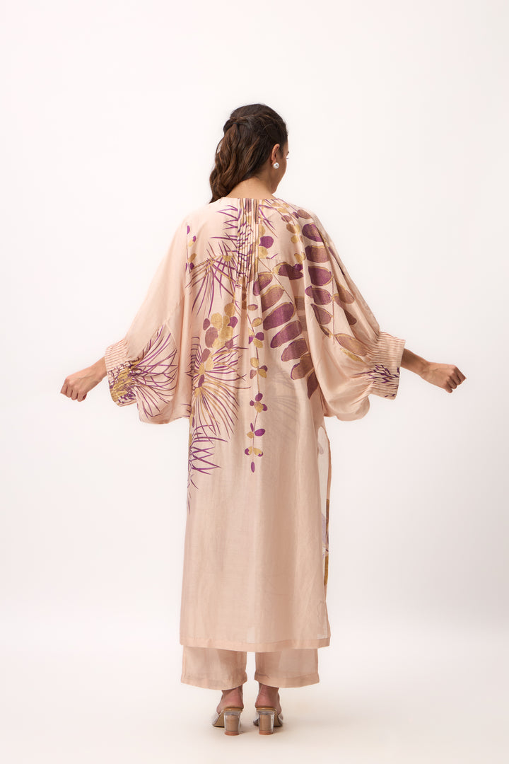 Watercolour Shami Print Kurta Set Baby Pink