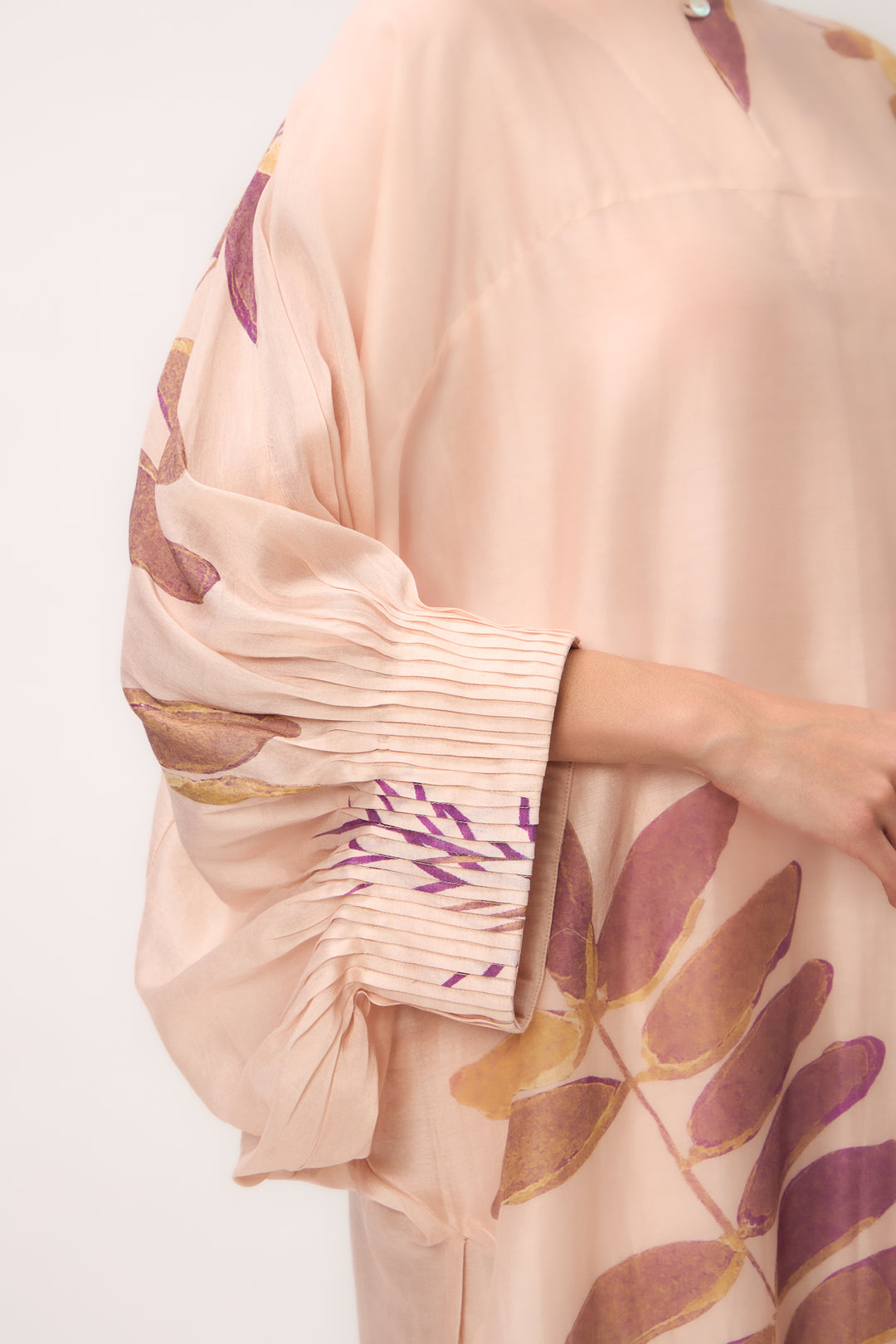 Watercolour Shami Print Kurta Set Baby Pink