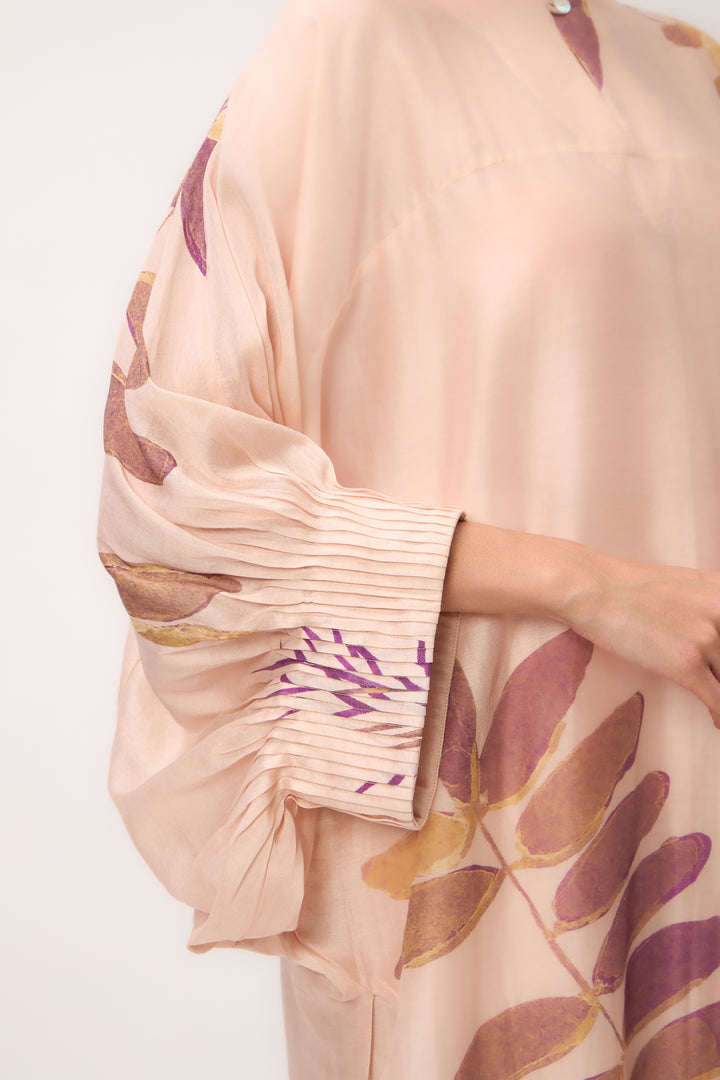 Watercolour Shami Print Kurta Set Baby Pink