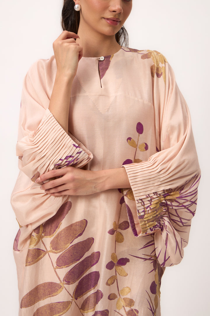 Watercolour Shami Print Kurta Set Baby Pink