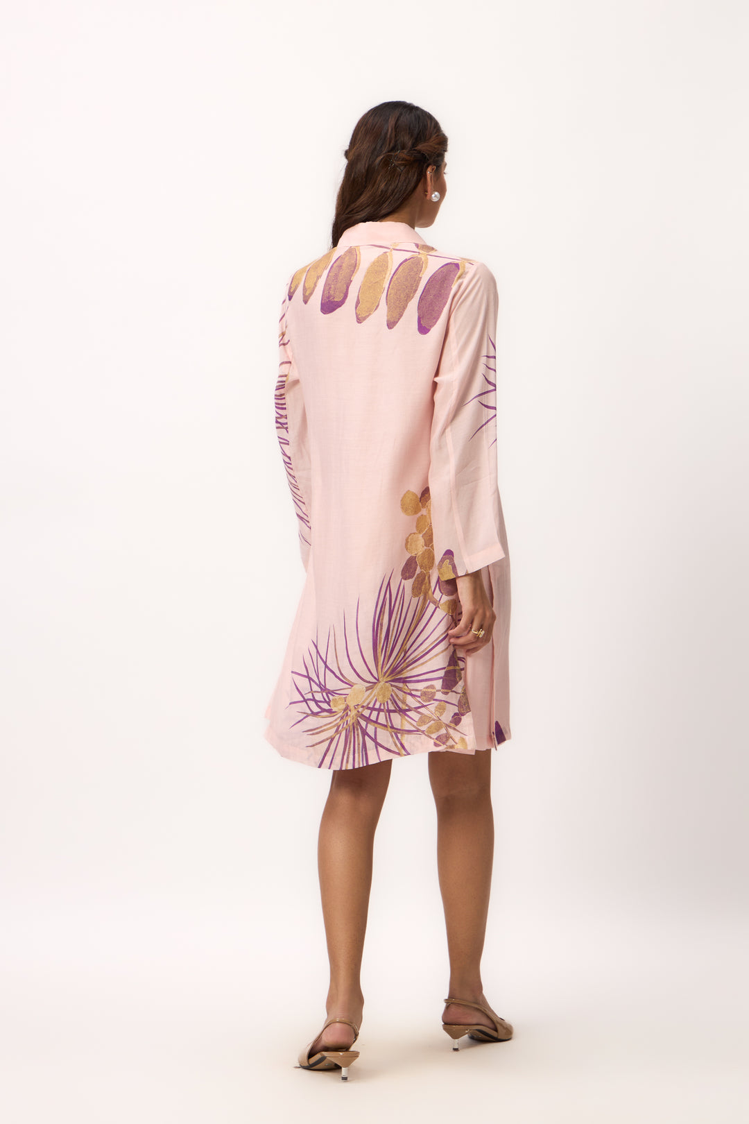 Watercolour Shami Print Dress Baby Pink