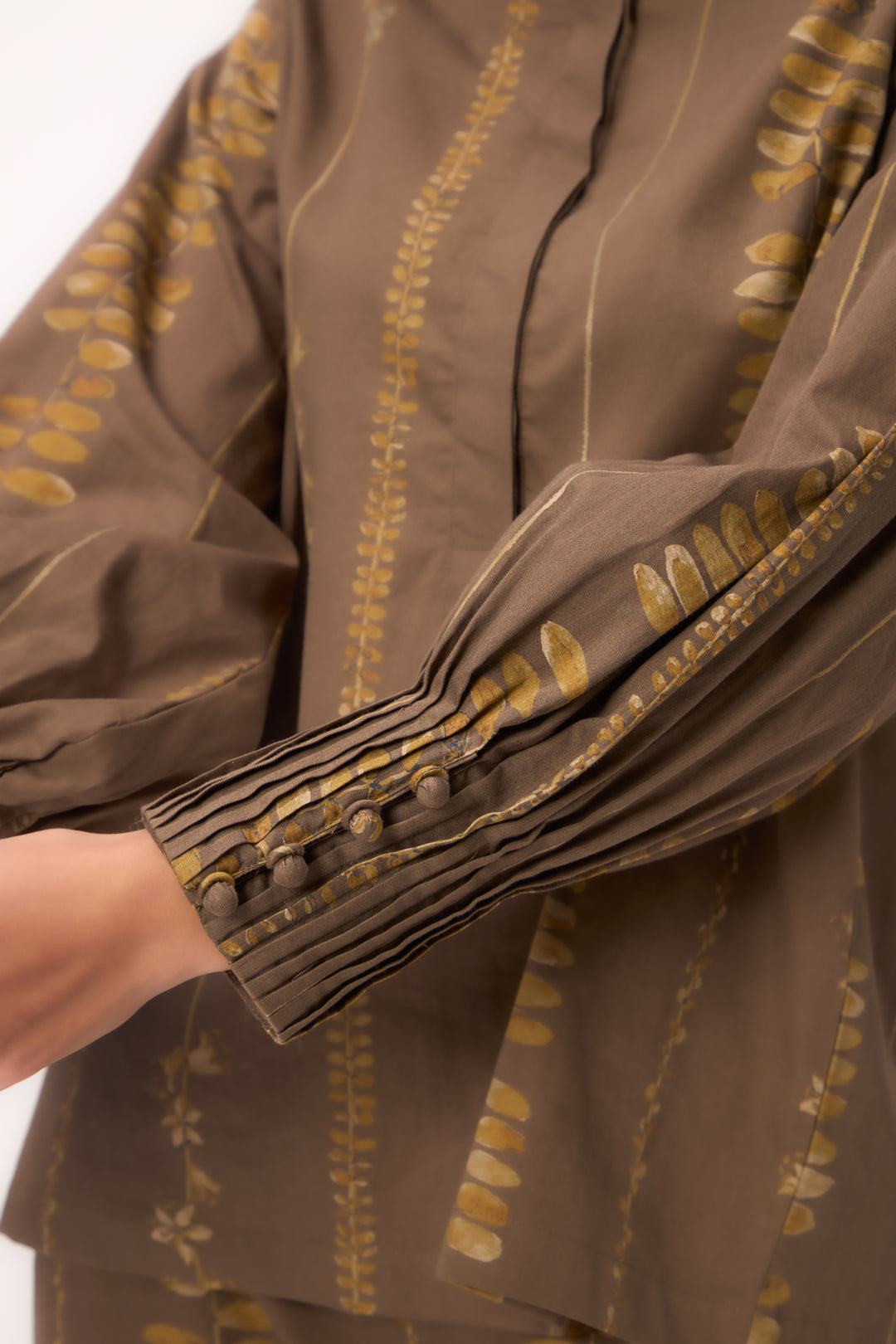 Watercolour Shami Stripe Print Coord Set Wood Brown