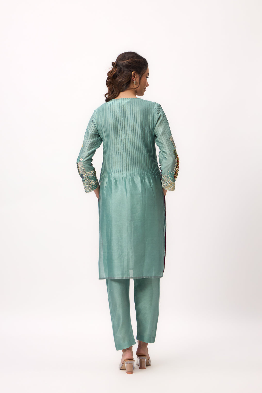 Shami Wispher Kurta Set With Duaptta Warm Teal