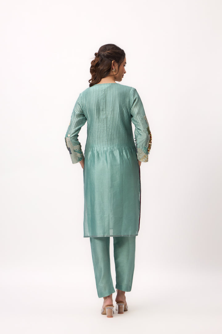 Shami Wispher Kurta Set With Duaptta Warm Teal