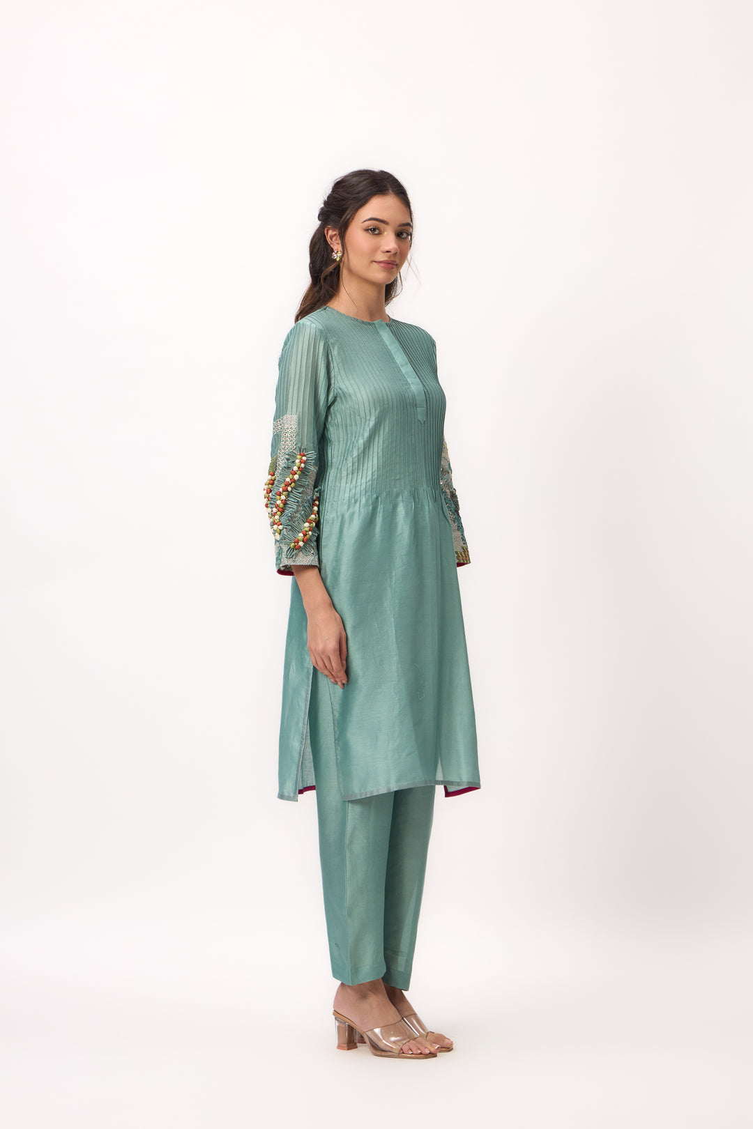 Shami Wispher Kurta Set With Duaptta Warm Teal