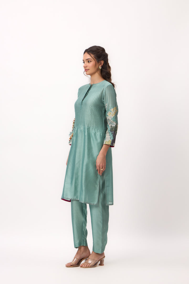 Shami Wispher Kurta Set With Duaptta Warm Teal