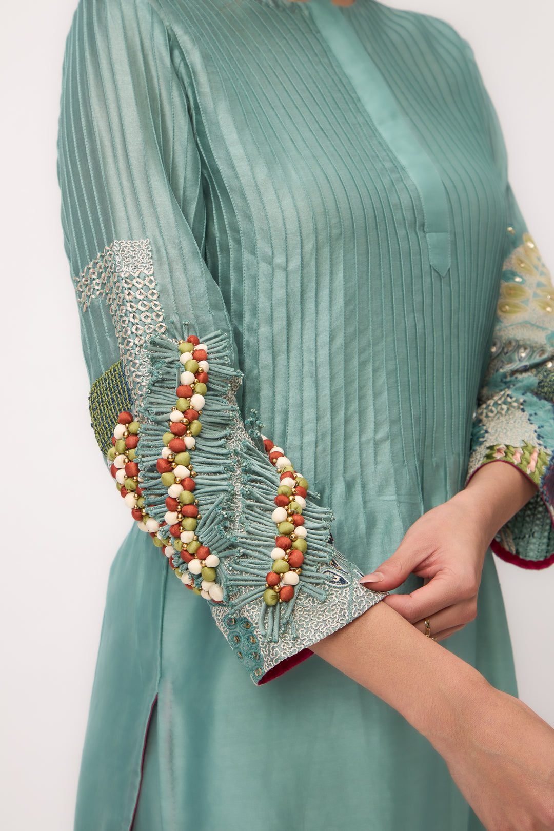 Shami Wispher Kurta Set With Duaptta Warm Teal