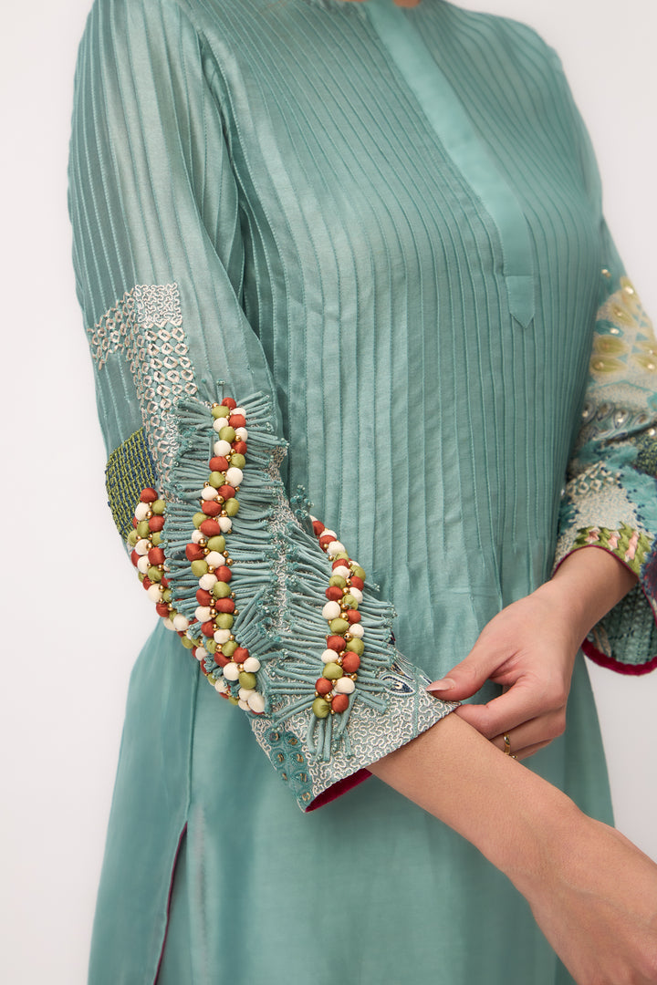 Shami Wispher Kurta Set With Duaptta Warm Teal
