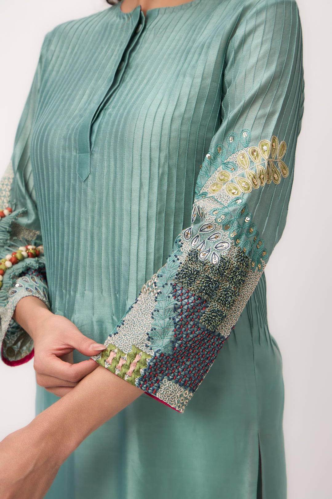 Shami Wispher Kurta Set With Duaptta Warm Teal