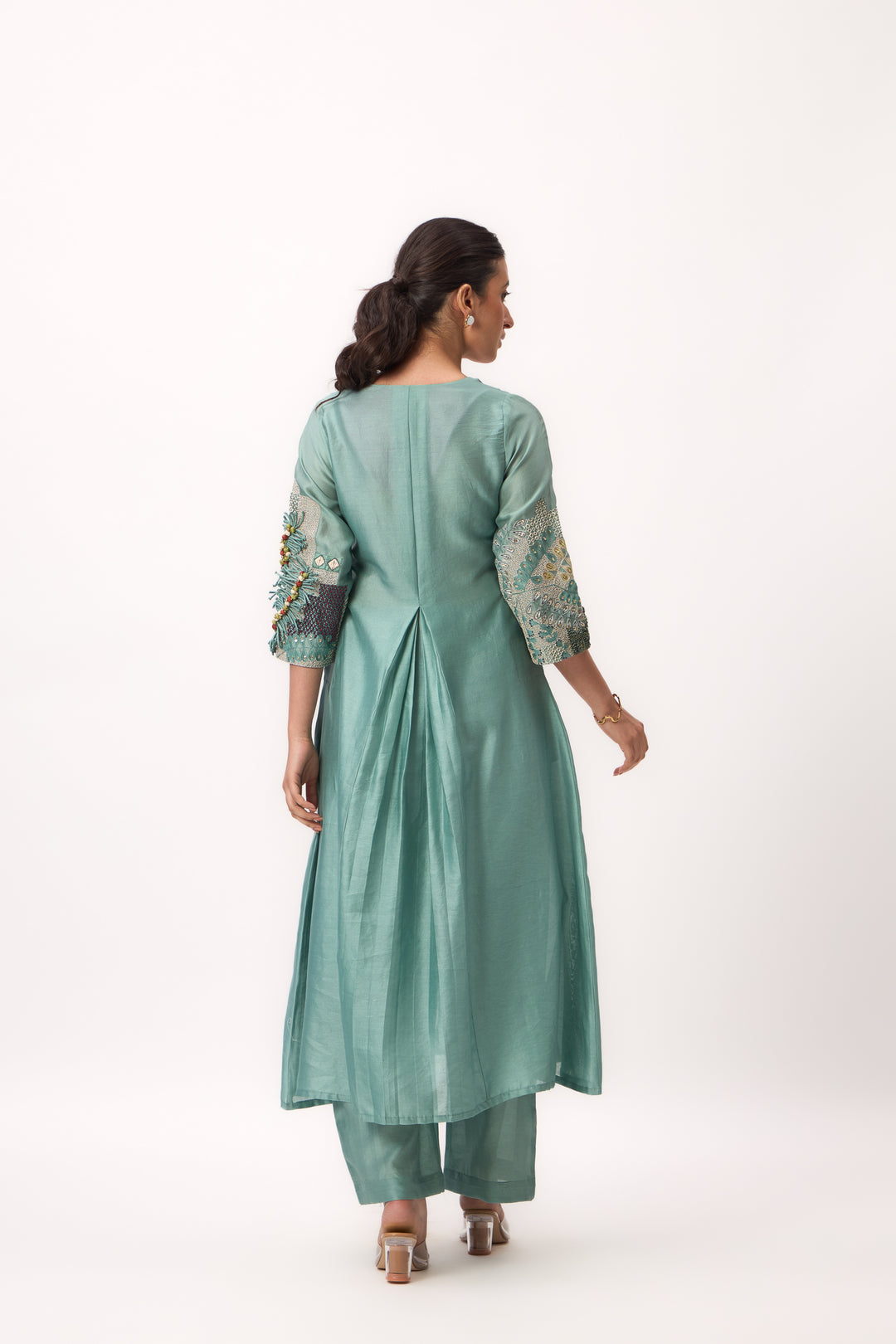 Shami Wispher Panelled Kurta Set With Dupatta Warm Teal