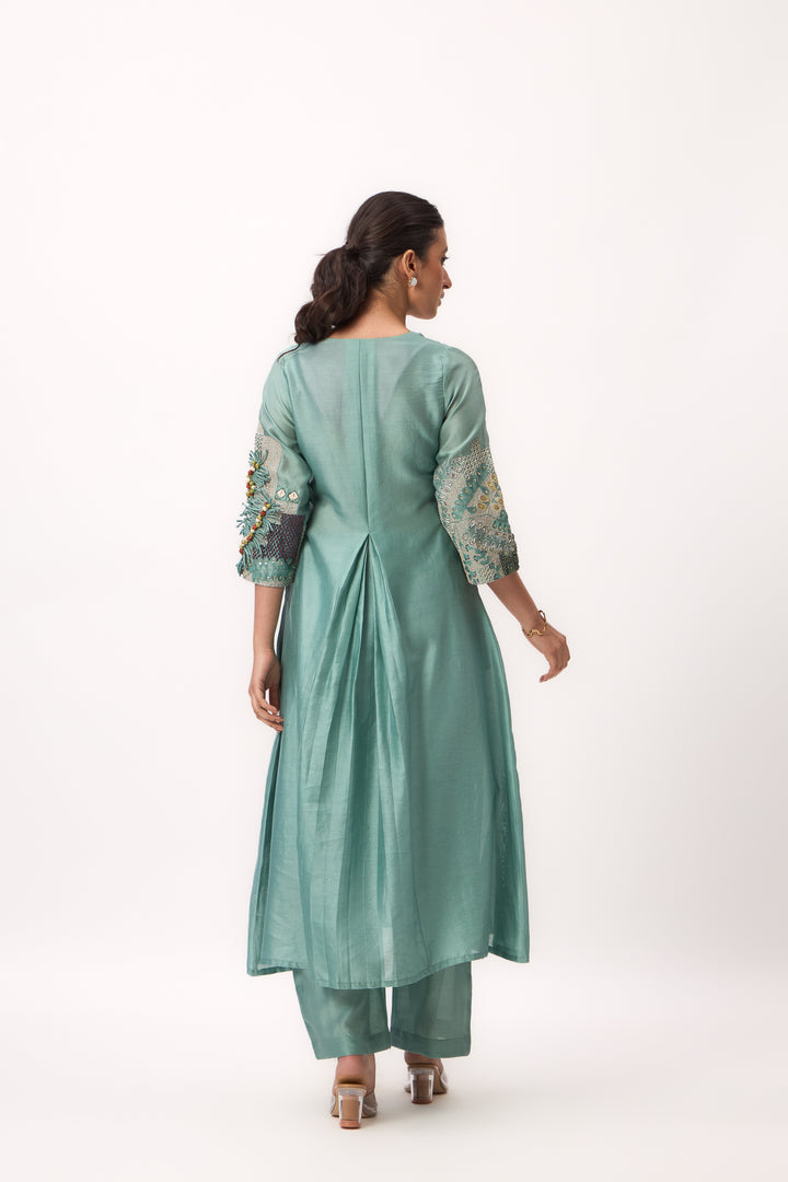 Shami Wispher Panelled Kurta Set With Dupatta Warm Teal