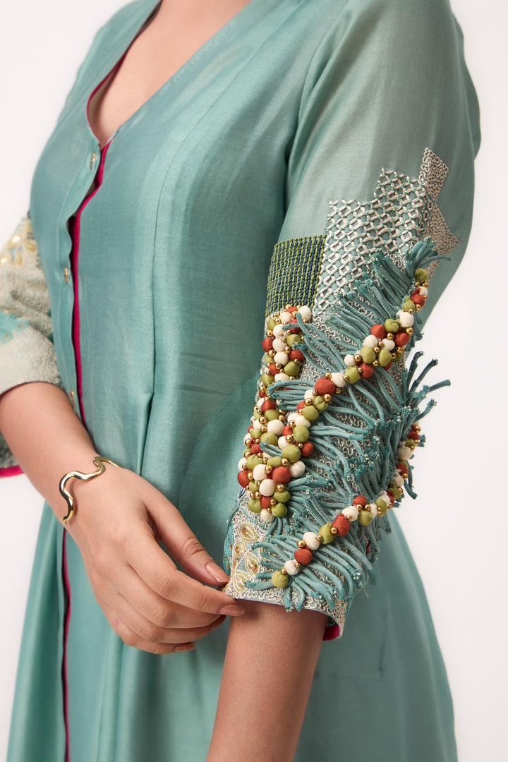 Shami Wispher Panelled Kurta Set With Dupatta Warm Teal