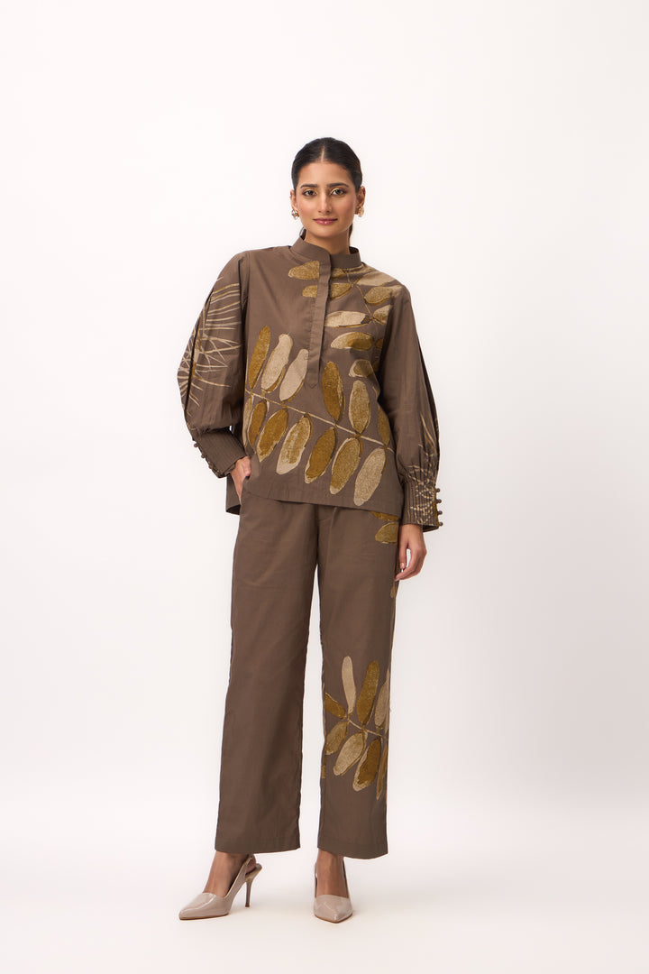 Watercolour Shami Print Coordset Wood Brown
