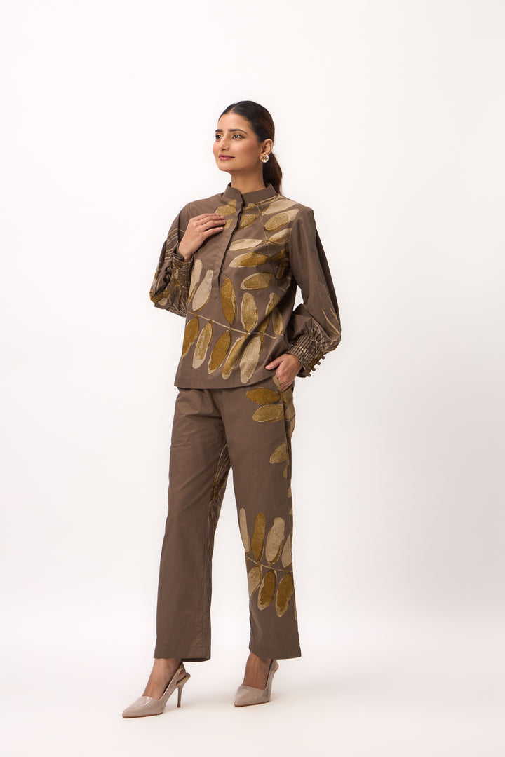 Watercolour Shami Print Coordset Wood Brown
