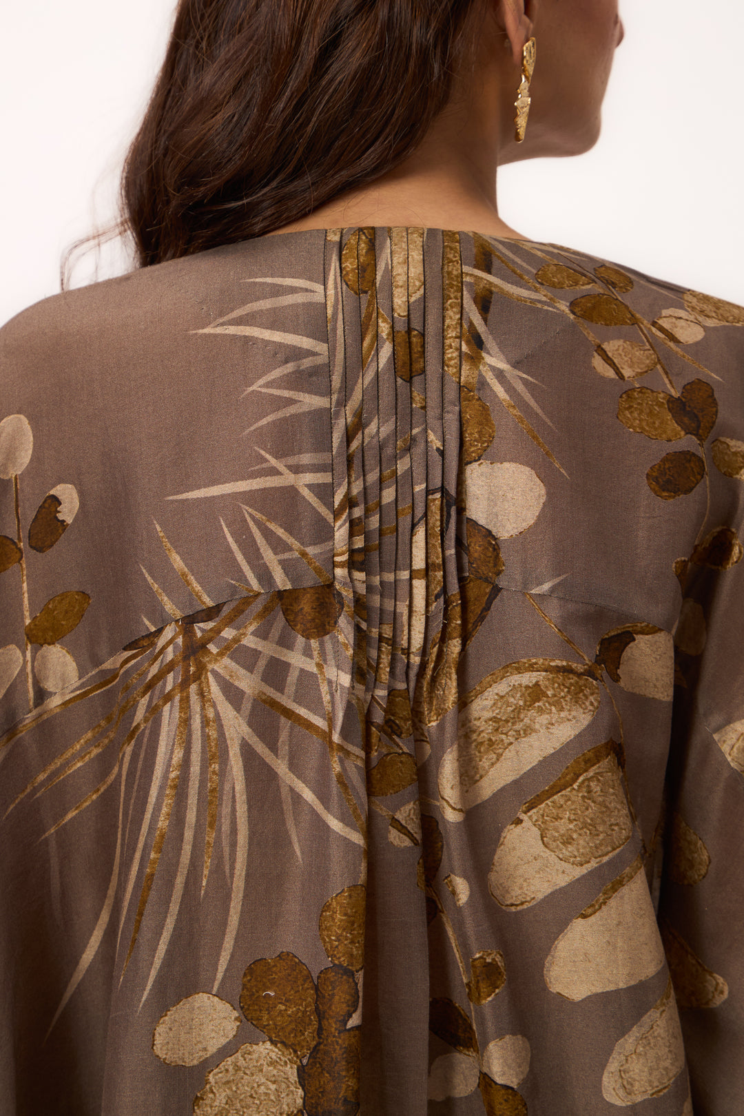 Watercolour Shami Print Kurta Set Wood Brown