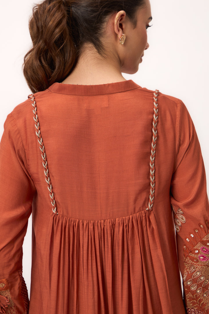Shami Wispher Dress Burnt Orange