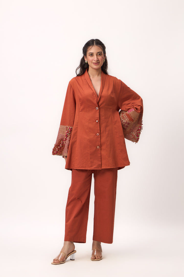 Shami Wispher Coord Set Burnt Orange