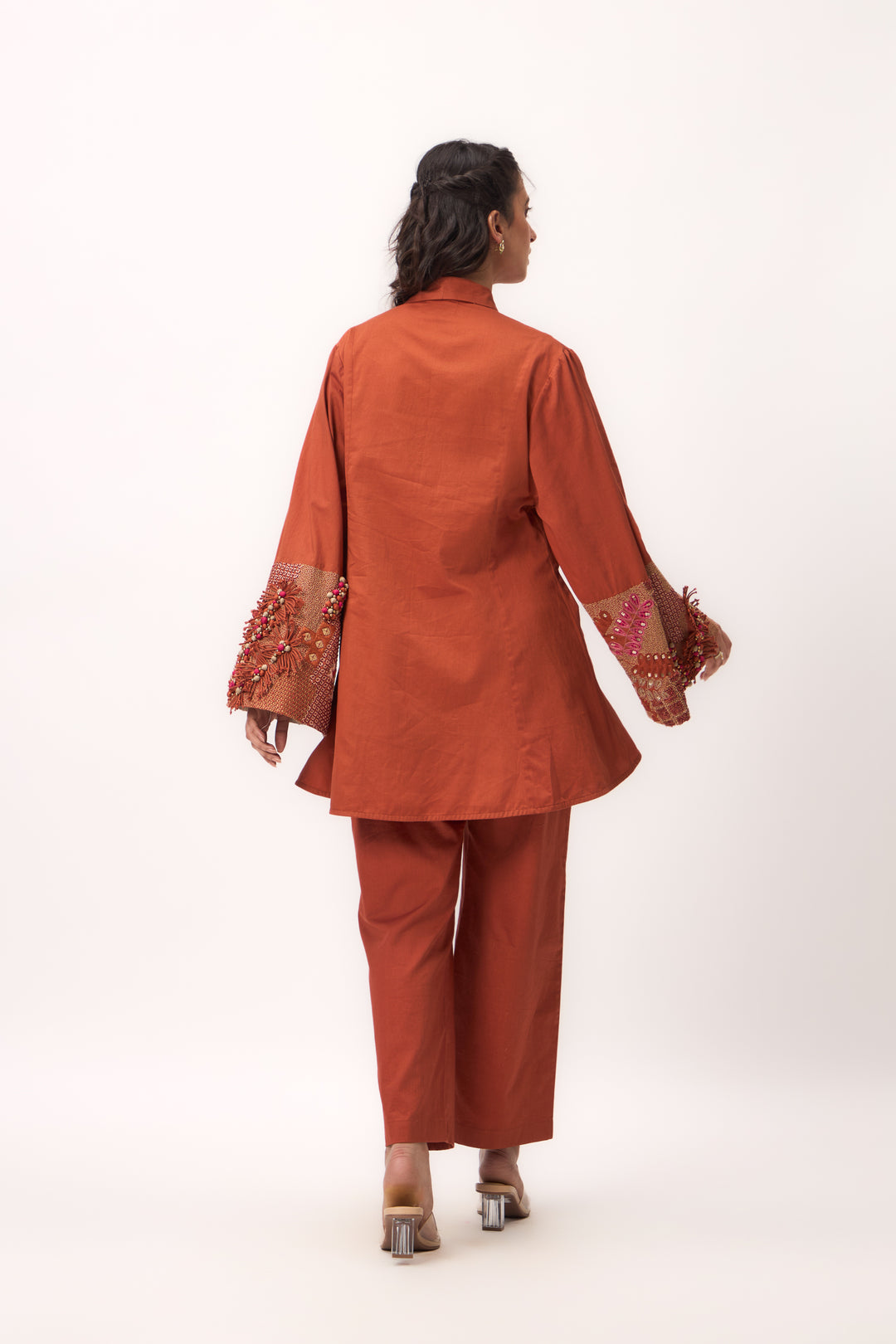 Shami Wispher Coord Set Burnt Orange
