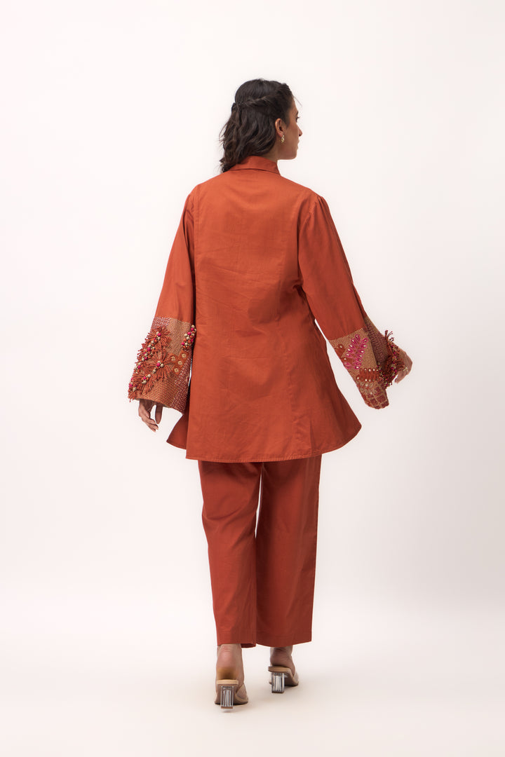 Shami Wispher Coord Set Burnt Orange