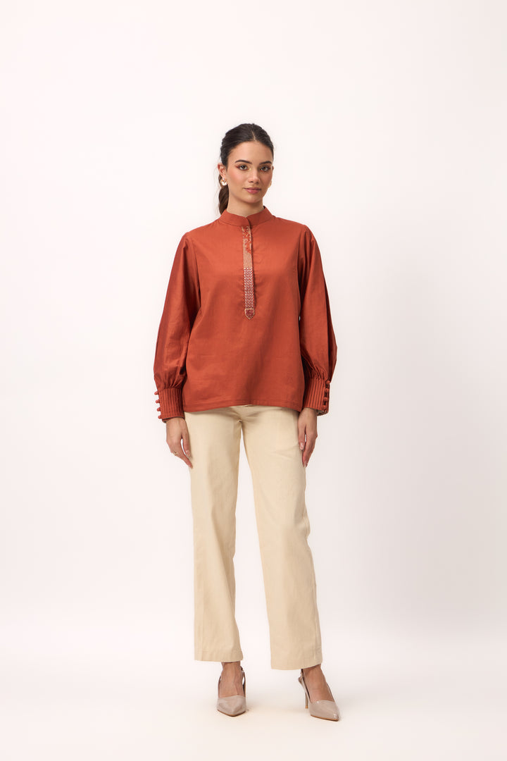 Shami Wispher Shirt Burnt Orange