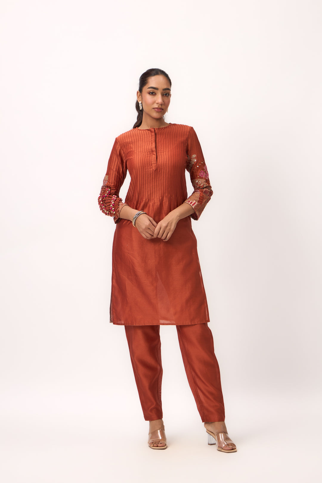 Shami Wispher Kurta Set With Dupatta Burnt Orange
