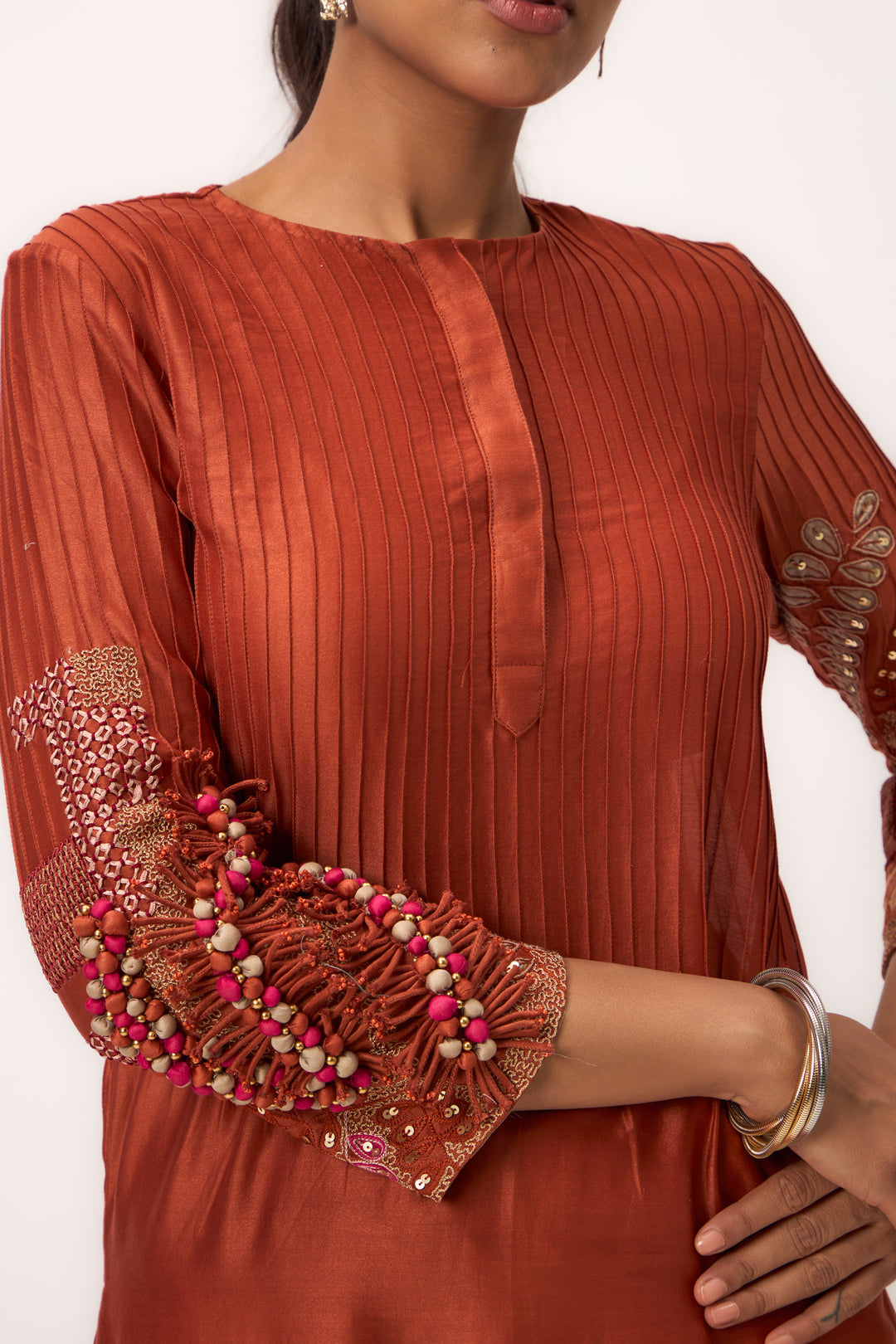 Shami Wispher Kurta Set With Dupatta Burnt Orange