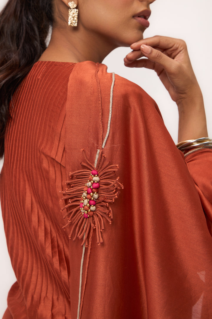 Shami Wispher Kurta Set With Dupatta Burnt Orange