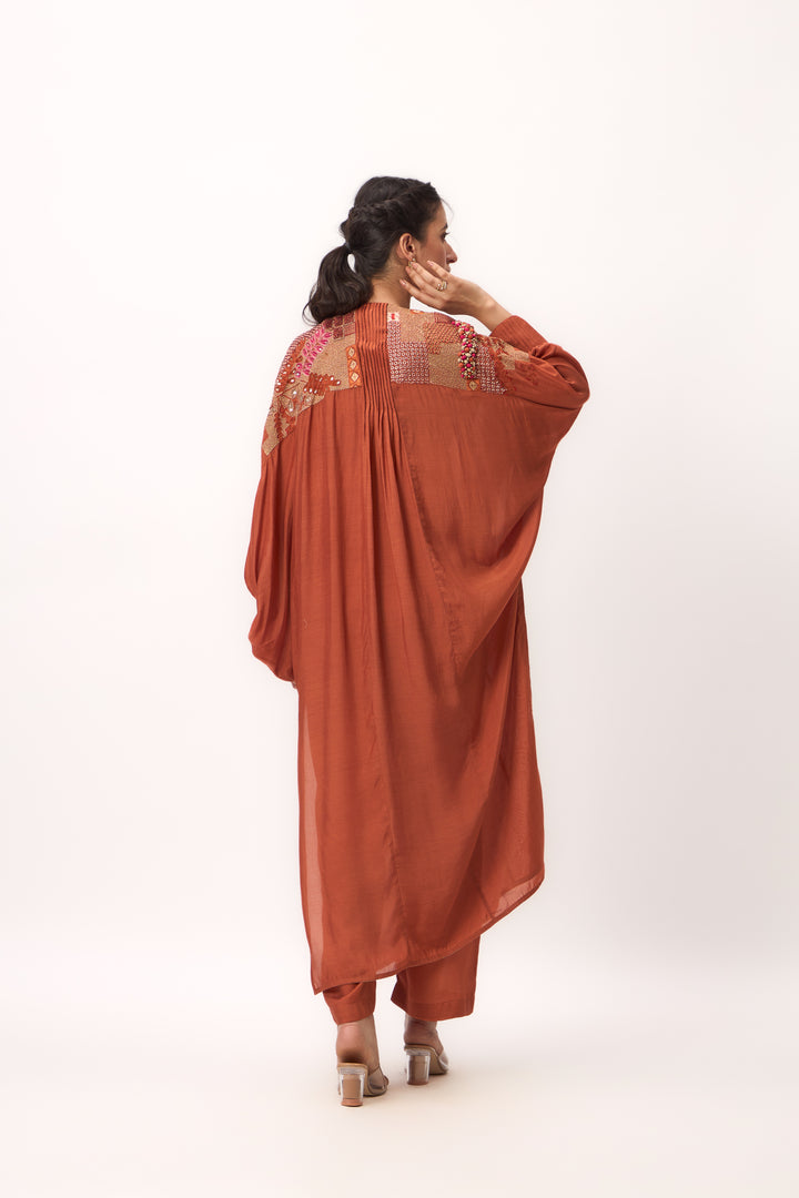 Shami Wispher Kurta Set Burnt Orange