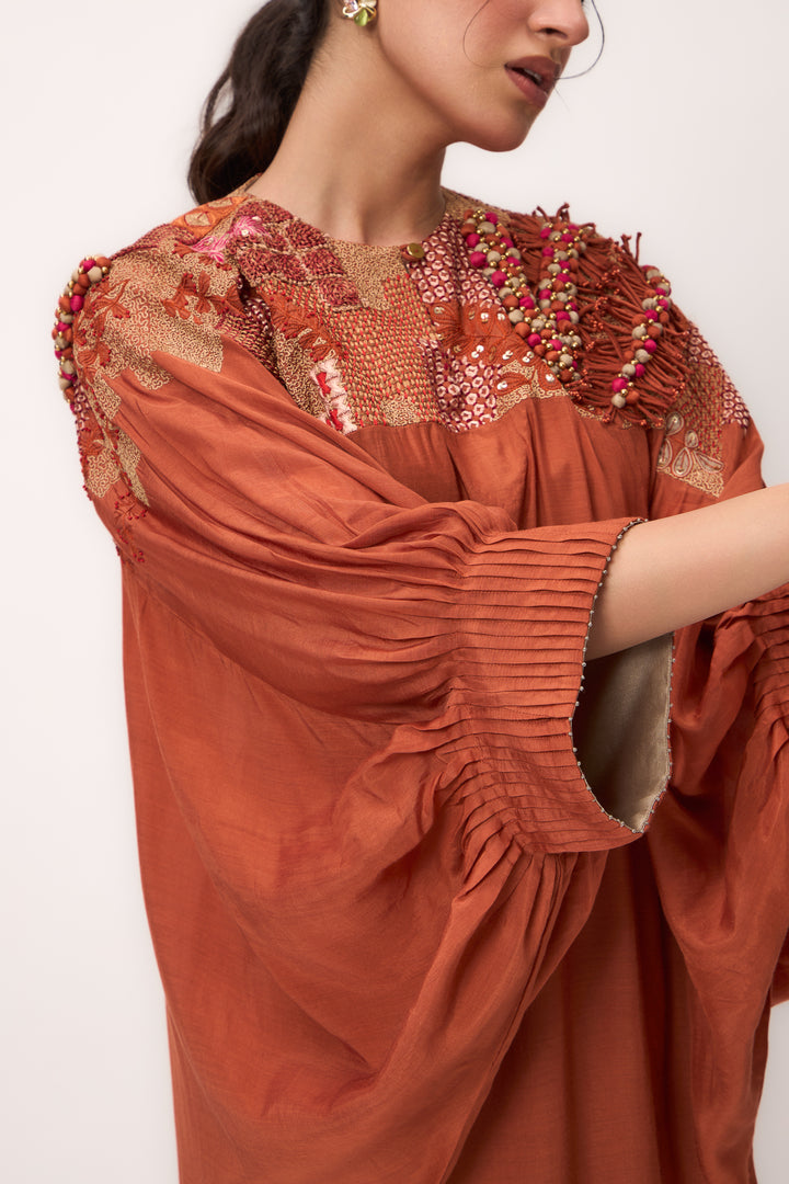 Shami Wispher Kurta Set Burnt Orange