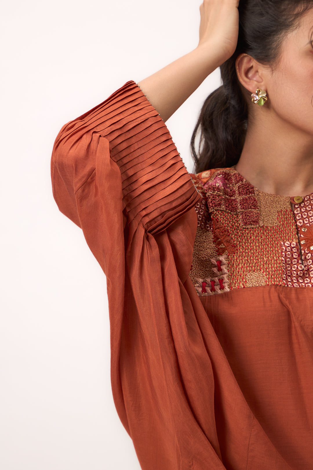 Shami Wispher Kurta Set Burnt Orange