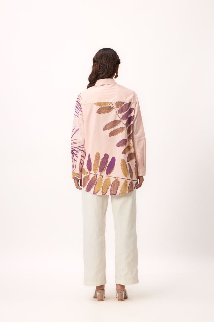 Watercolour Shami Print Shirt Baby Pink