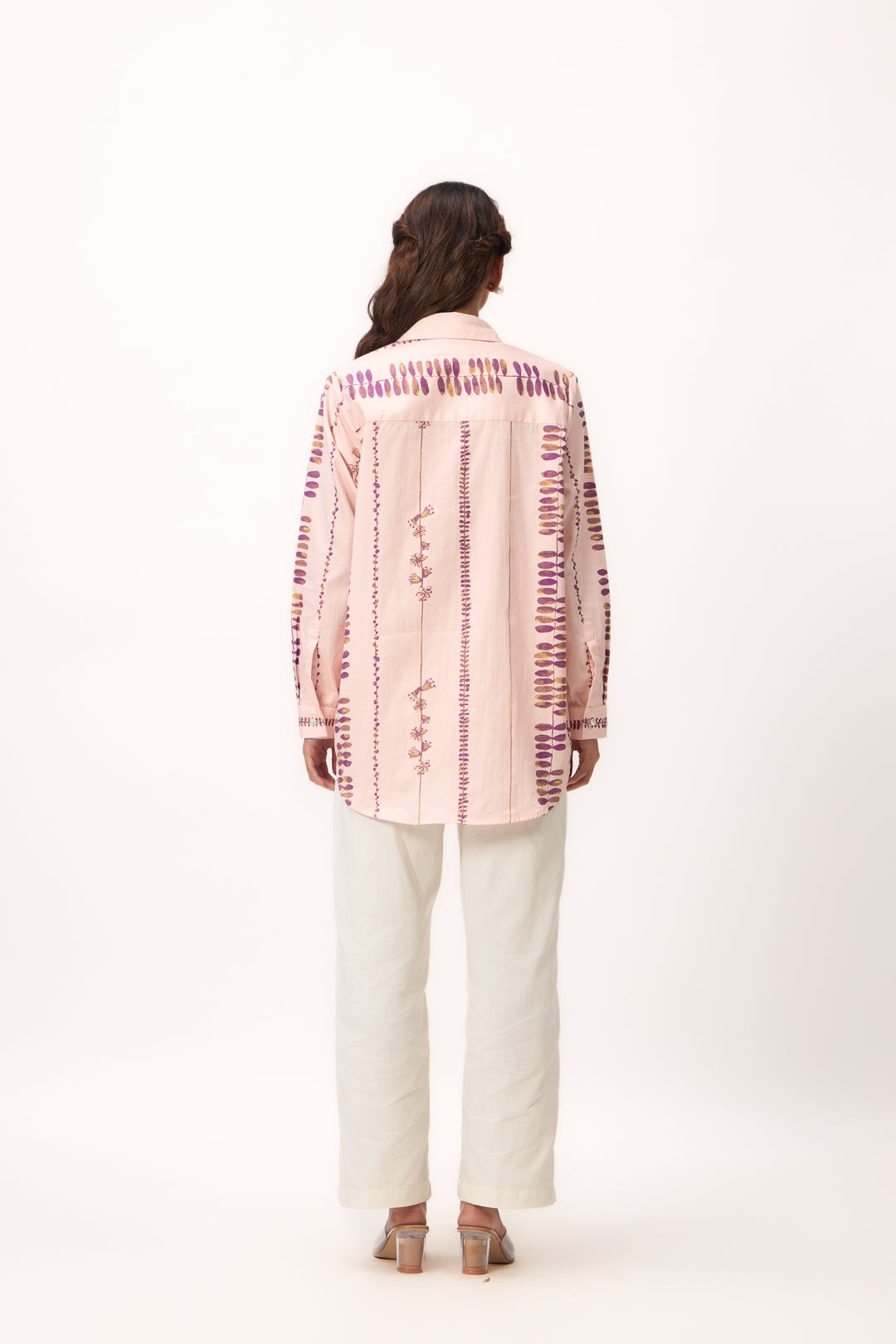 Watercolour Shami Stripe Print Shirt Baby Pink