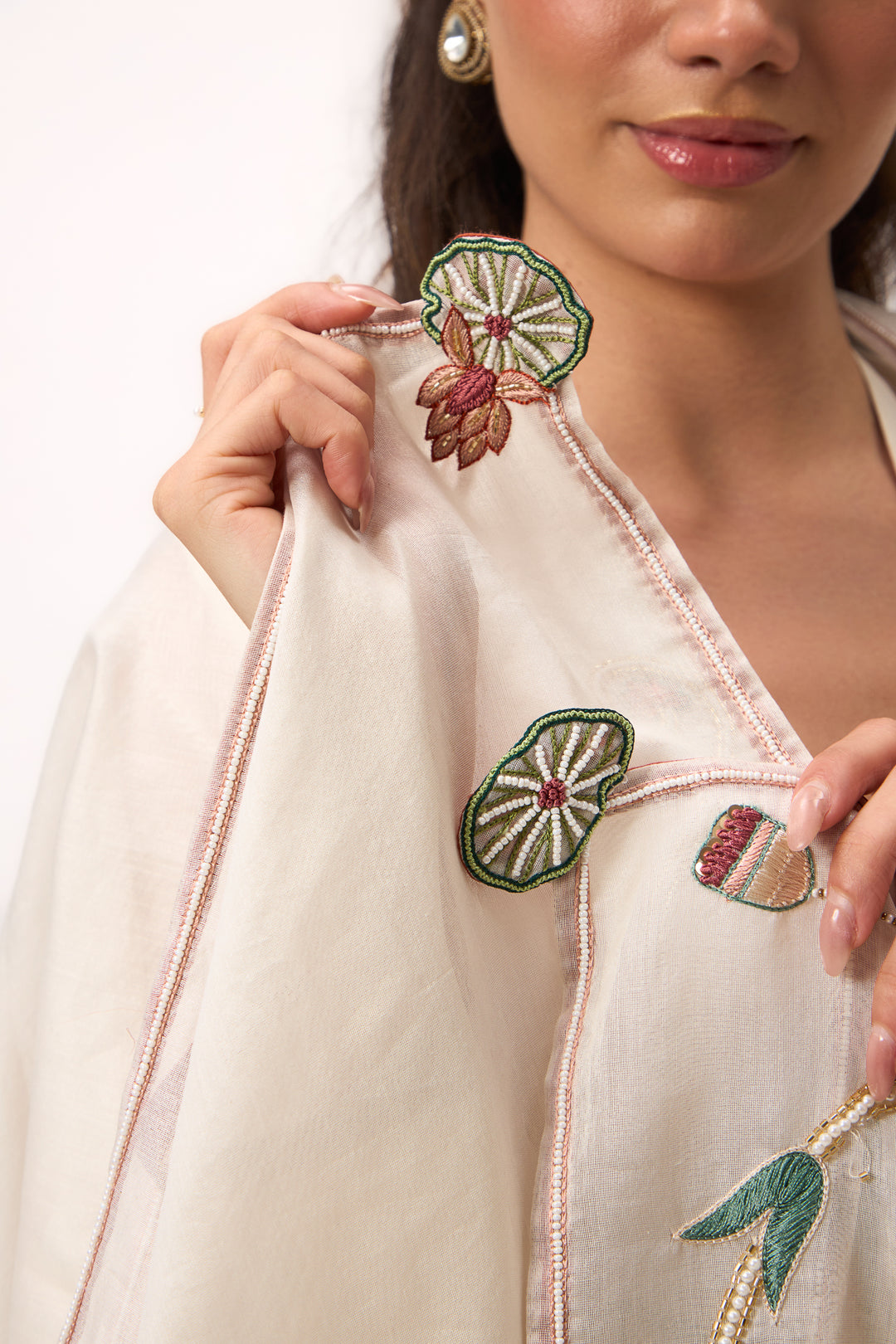 Lotus Bloom Jaal Kurta Set With Dupatta Off White