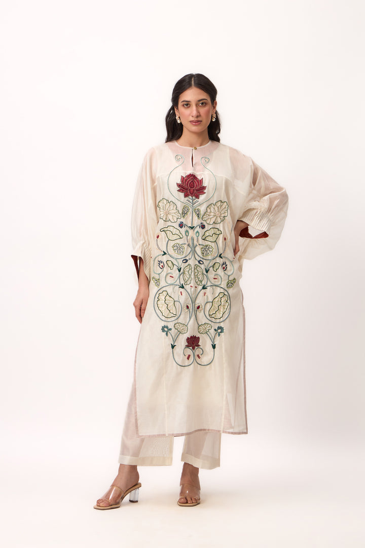 LOTUS JAAL KURTA SET OFF WHITE