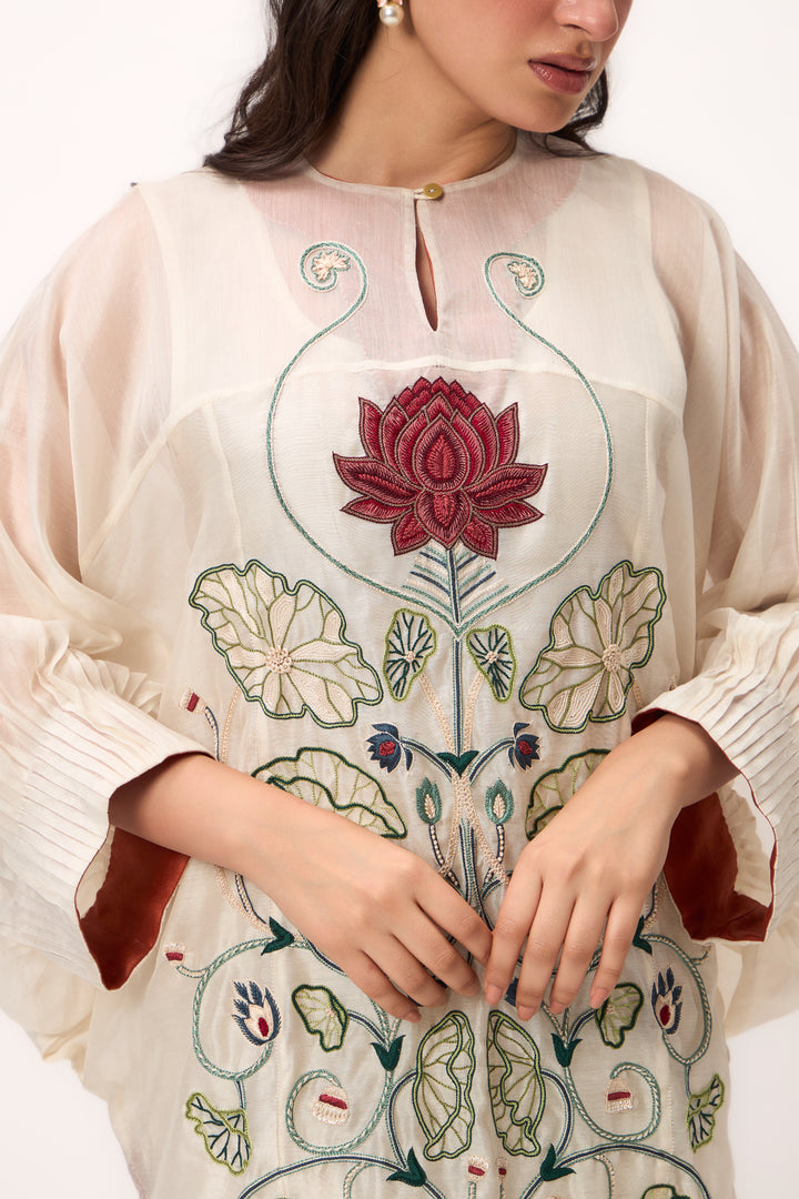 LOTUS JAAL KURTA SET OFF WHITE