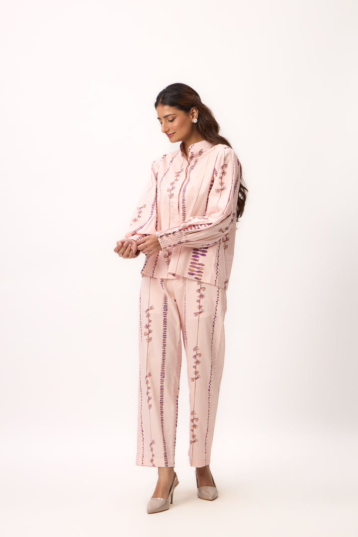 Watercolour Shami Stripe Print Coord Set Baby Pink