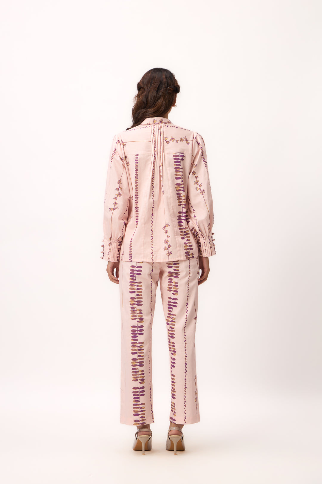 Watercolour Shami Stripe Print Coord Set Baby Pink