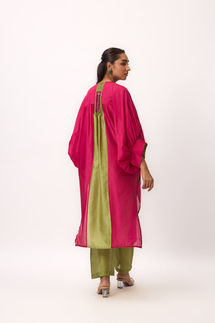 LOTUS JAAL KURTA SET HOT PINK