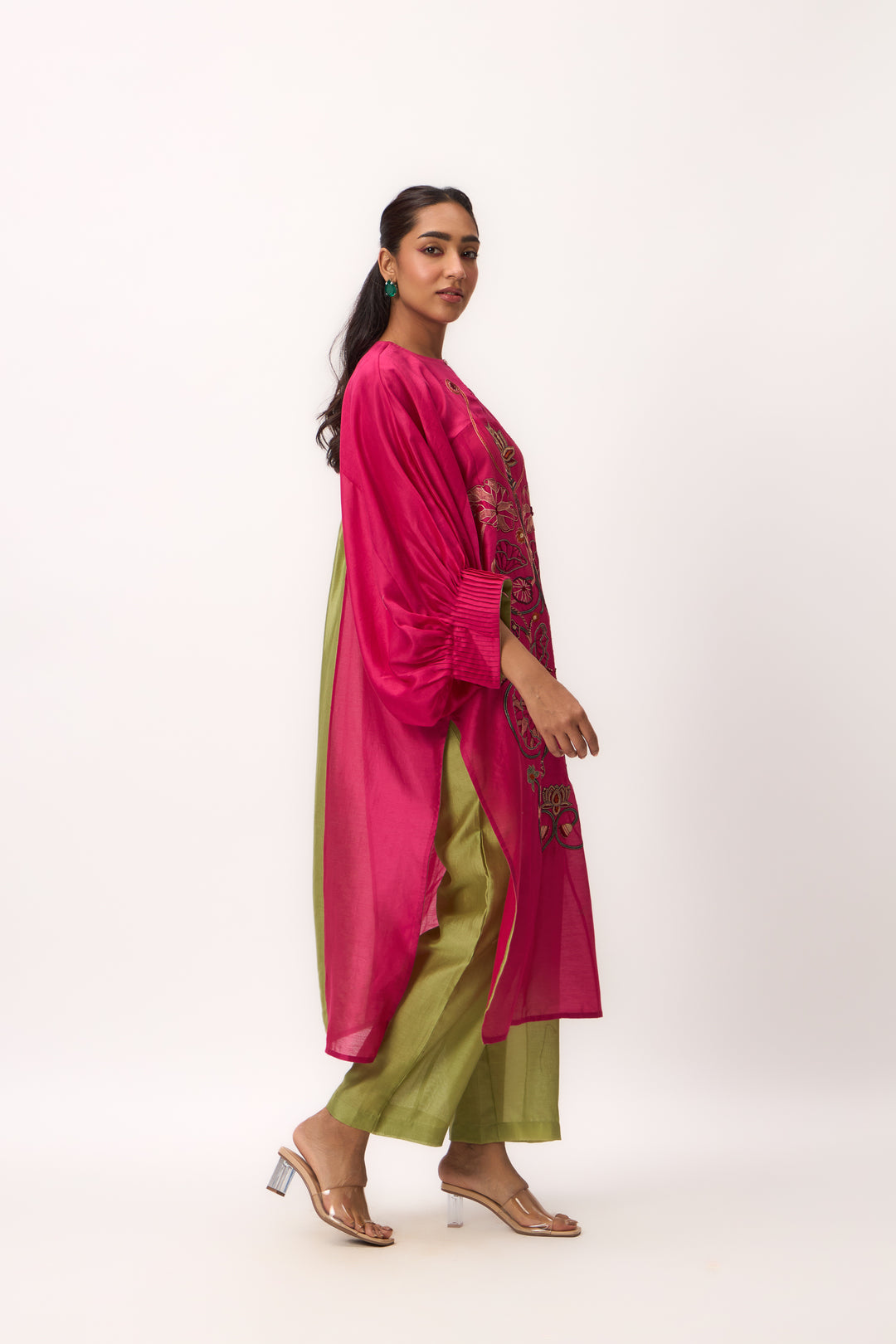 LOTUS JAAL KURTA SET HOT PINK