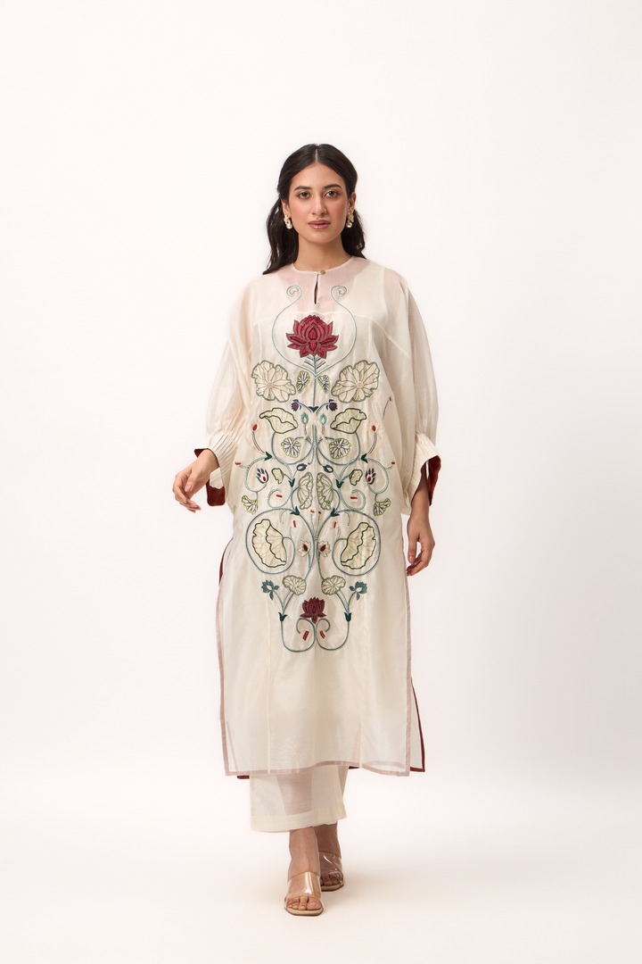 LOTUS JAAL KURTA SET OFF WHITE