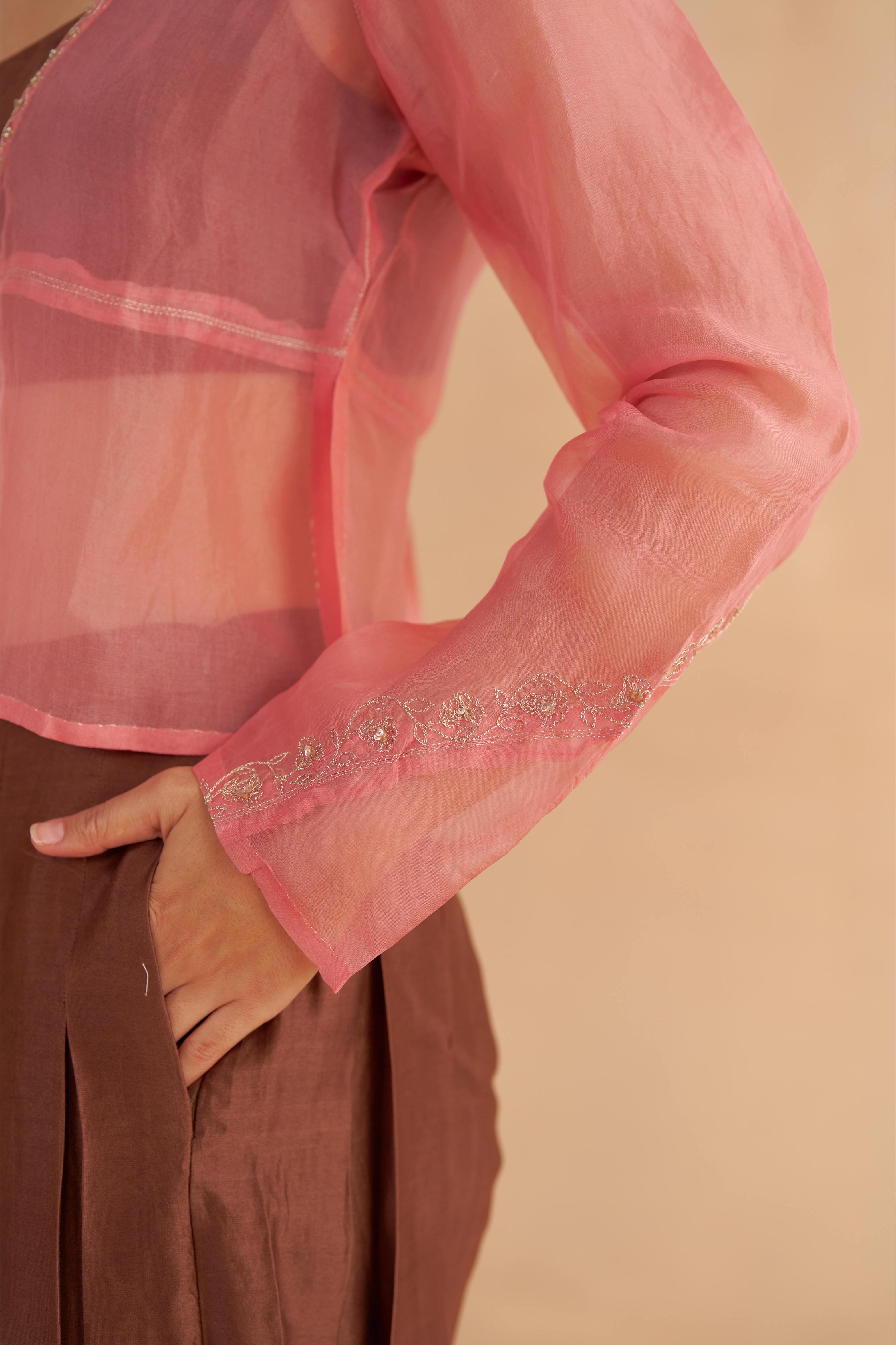 Pink organza jacket hotsell