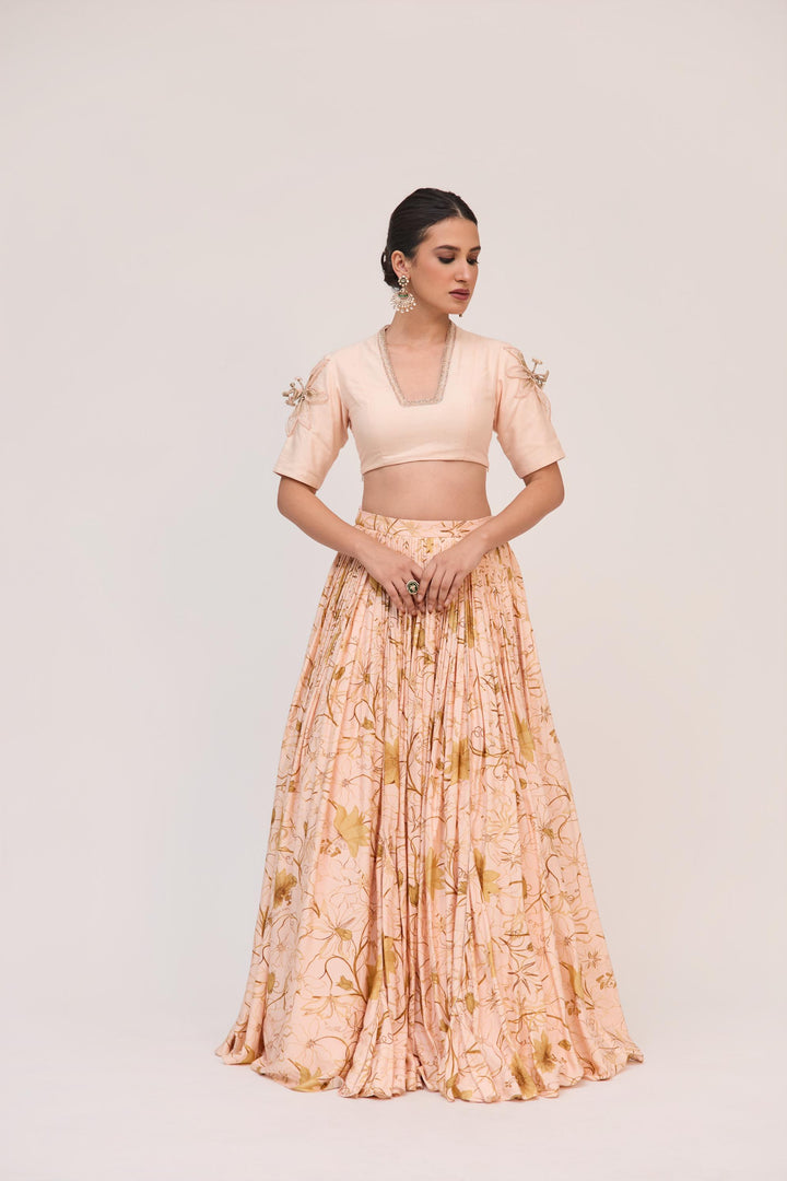 Krishna Kamal Lehnga Set With Dupatta Soft Peach