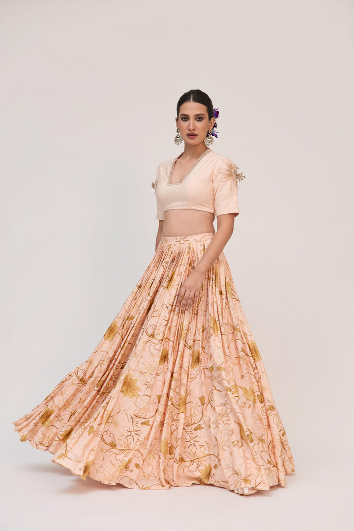 Krishna Kamal Lehnga Set With Dupatta Soft Peach
