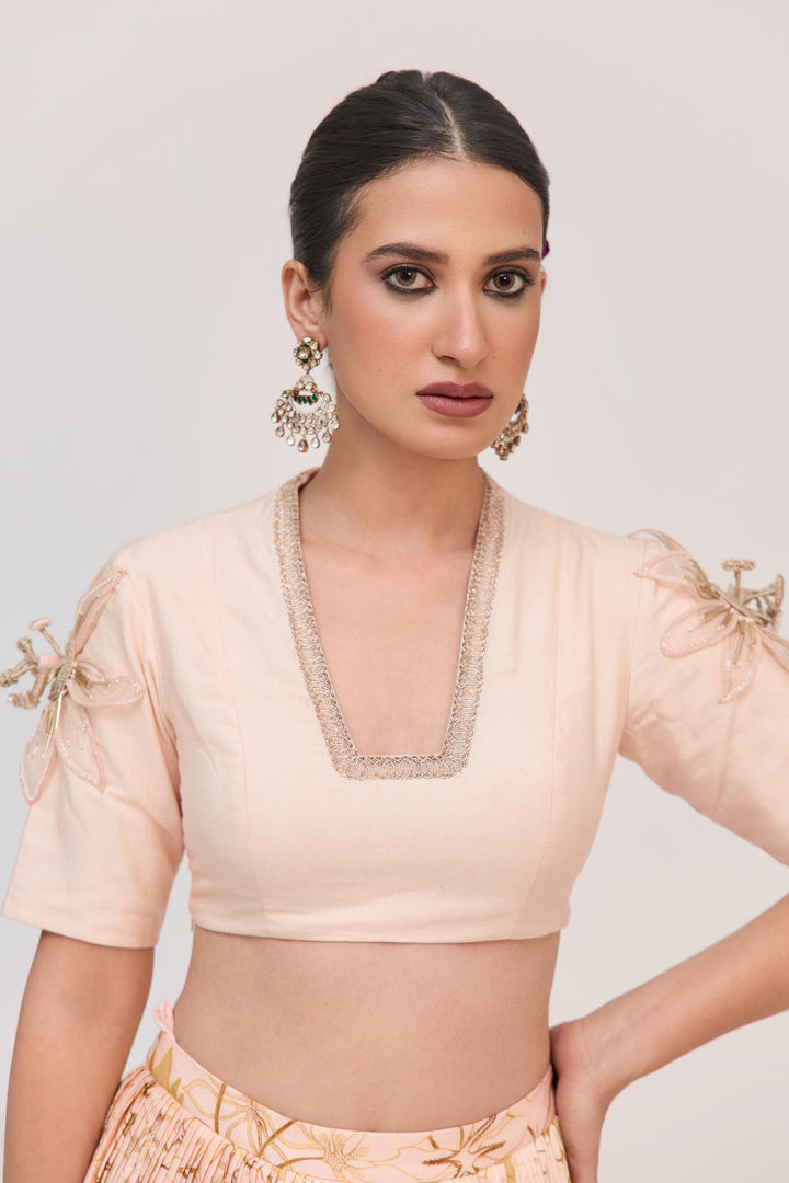 Krishna Kamal Lehnga Set With Dupatta Soft Peach