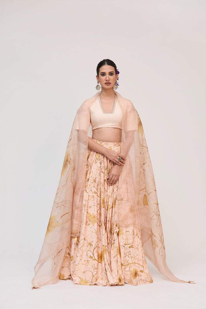 Krishna Kamal Lehnga Set With Dupatta Soft Peach
