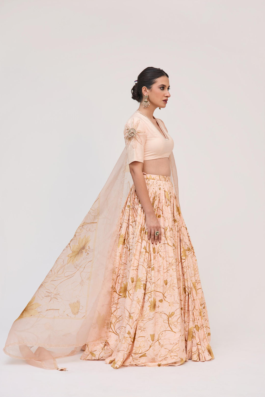 Krishna Kamal Lehnga Set With Dupatta Soft Peach