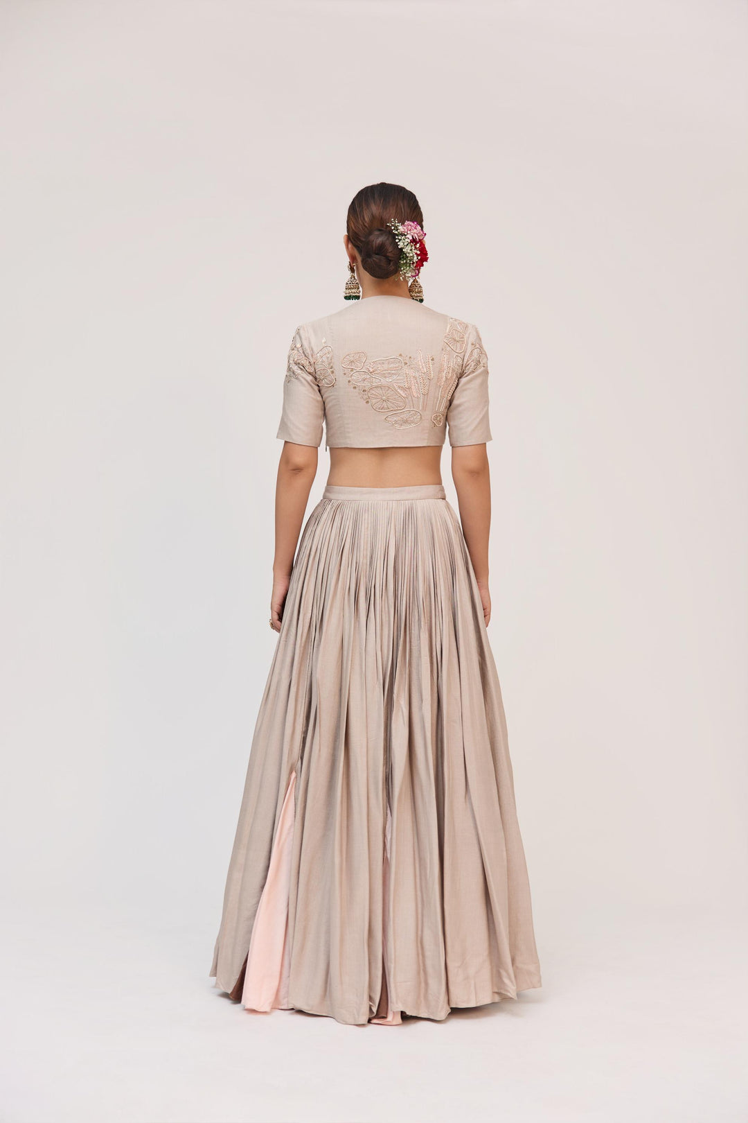 Lotus Bloom Lehnga With Dupatta Warm Grey